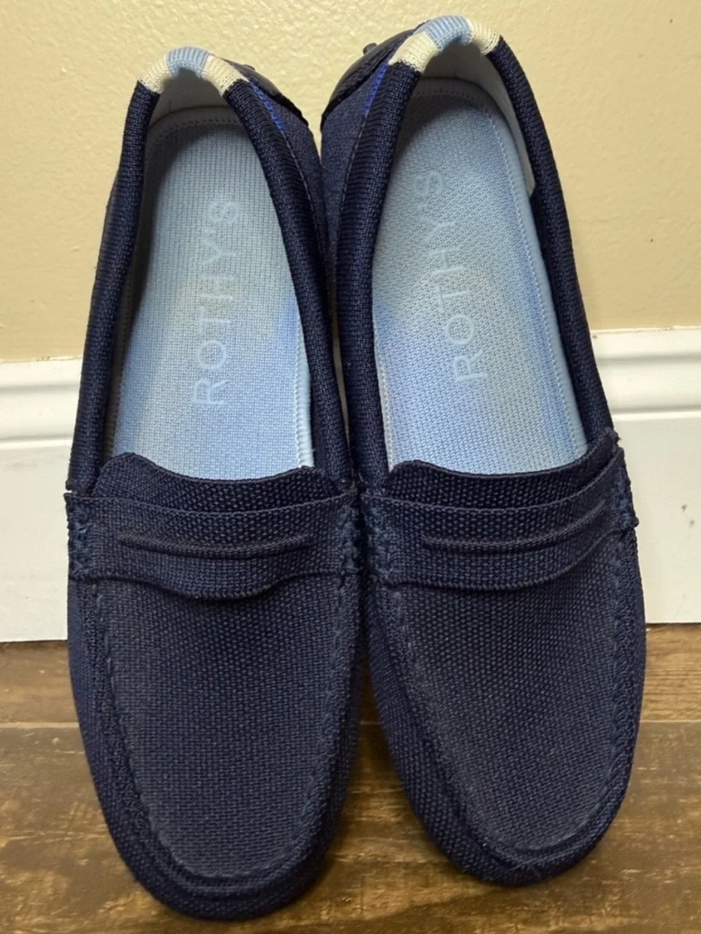 MAKE AN OFFER - ROTHYS Navy Washable Knit Penny Driving Loafers